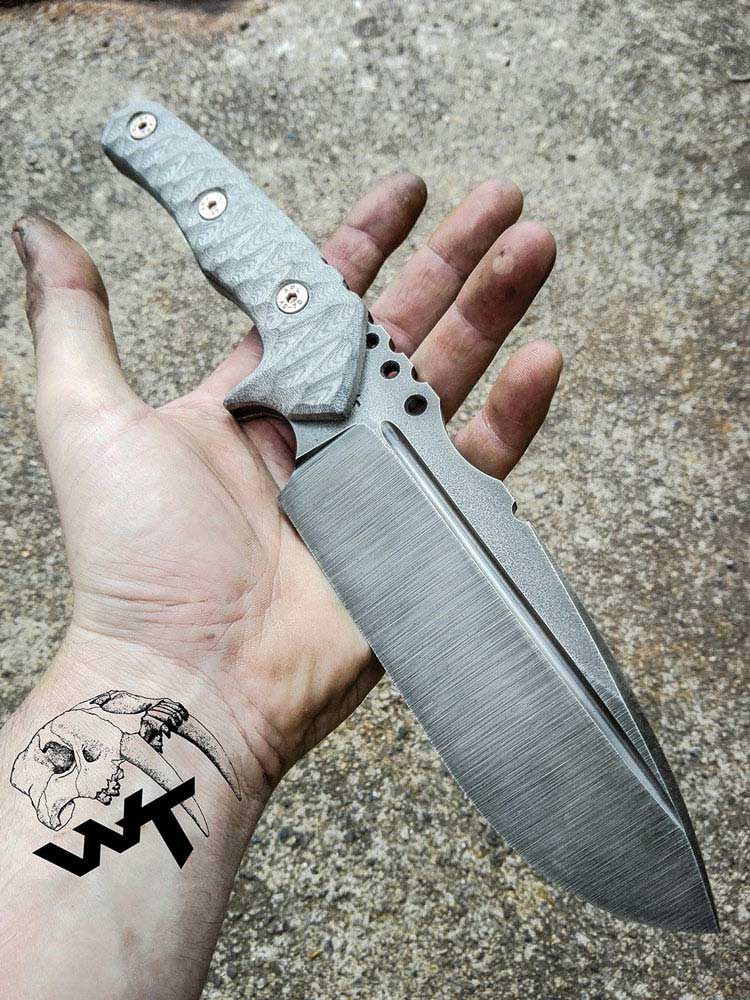 Wander Tactical - Godfather knife - Raw Finish & Green Micarta