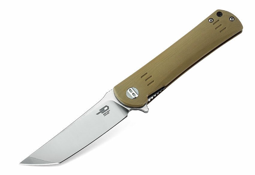 Bestech Knives Kendo Tanto Liner Lock Knife Beige G-10