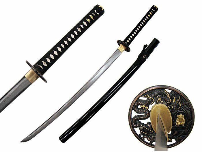 Katana Ten Ryu Damascus Sword Dragon Tsuba