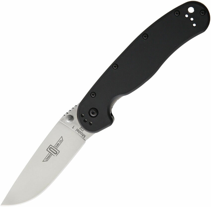Ontario RAT-1 Satin Plain Black D2 Folding Knife