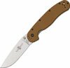Ontario RAT-1 Satin Plain Coyote Brown Folding Knife