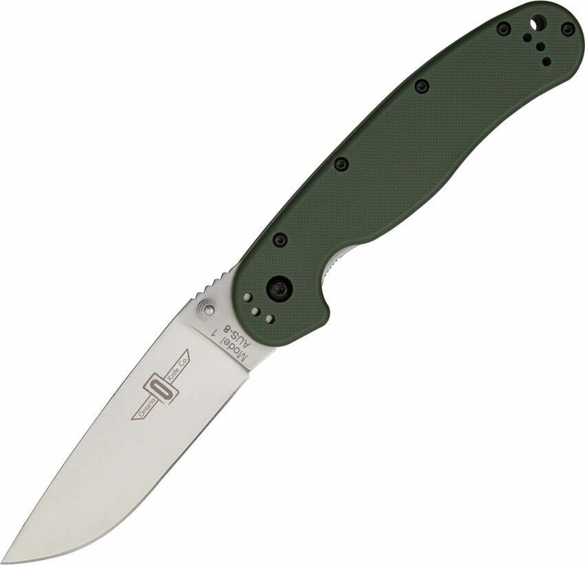 Ontario RAT-1 Satin Plain OD Green Folding Knife