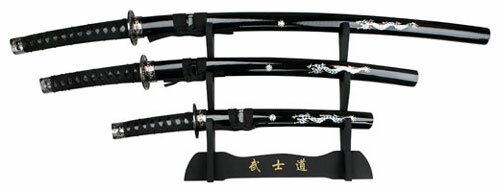 Samurai Swords Set of 3 with Stand