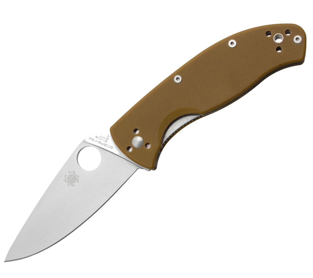 Spyderco Tenacious Plain Blade Brown Folding Knife