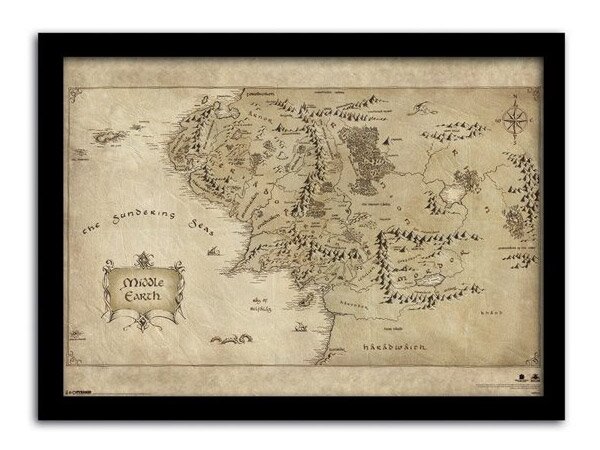 The Hobbit An Unexpected Journey Framed Poster Middle Earth Map