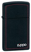 ZIPPO Lighter Slim - Black Matte w/logo and Border (1618ZB)
